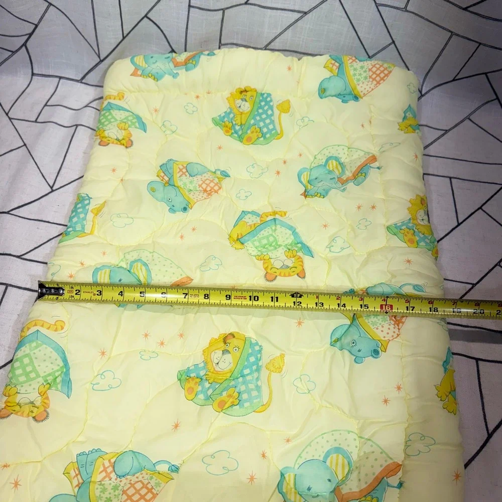 Vintage Baby Sleeping Bag Bunting One Size Yellow Lion Elephant Quilted Zipper